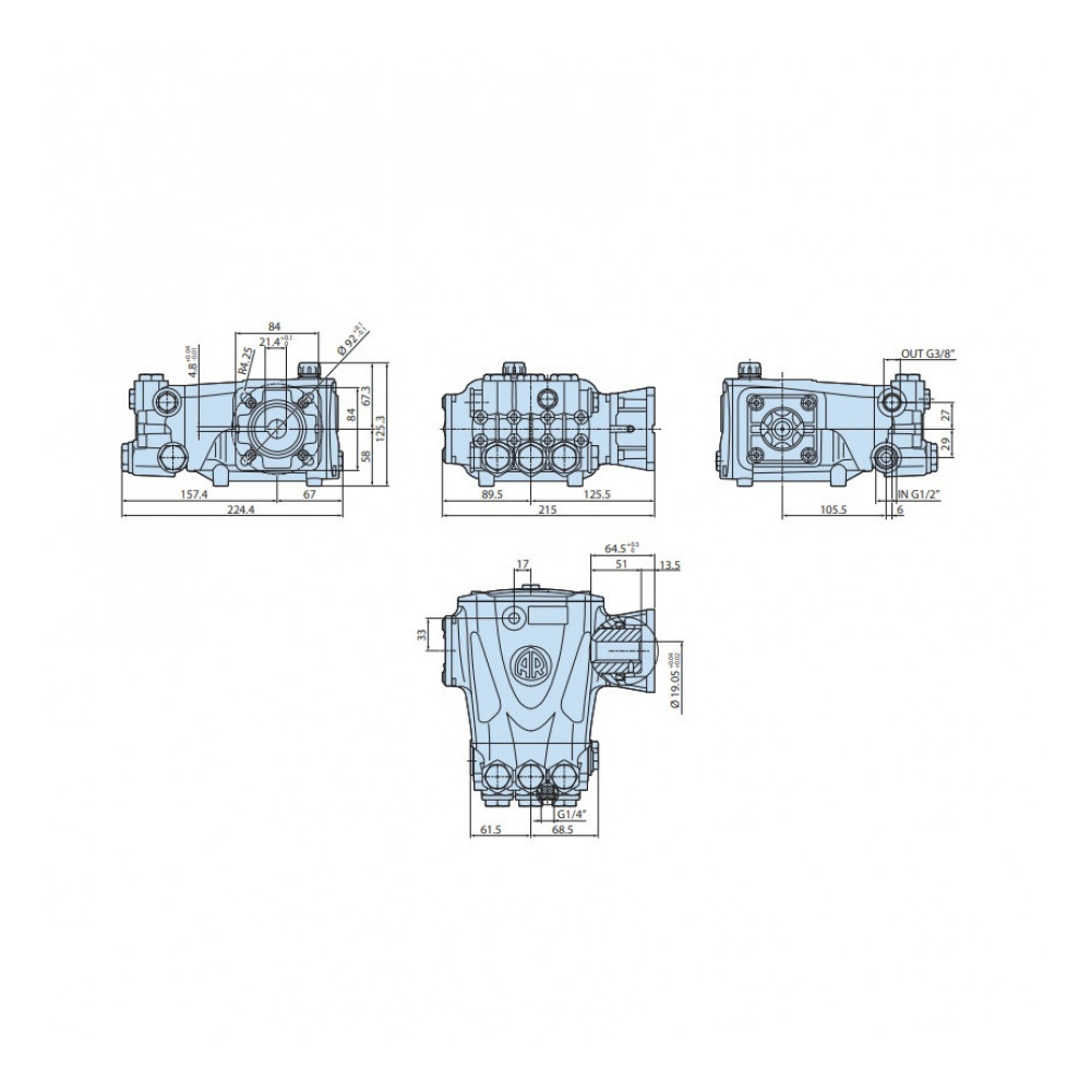 Насос Annovi Reverberi RRV 3.5G 25D с фланцем 3/4 Насос Annovi Reverberi RRV 3.5G 25D с фланцем 3/4