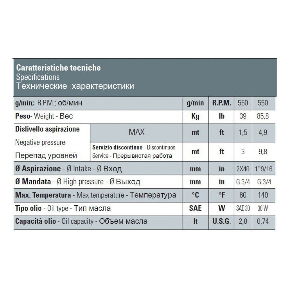 Насос Bertolini CKA 146 PP, 141 л/мин, 60 бар, 550 об/мин, вал 35 мм Насос Bertolini CKA 146 PP, 141 л/мин, 60 бар, 550 об/мин, вал 35 мм