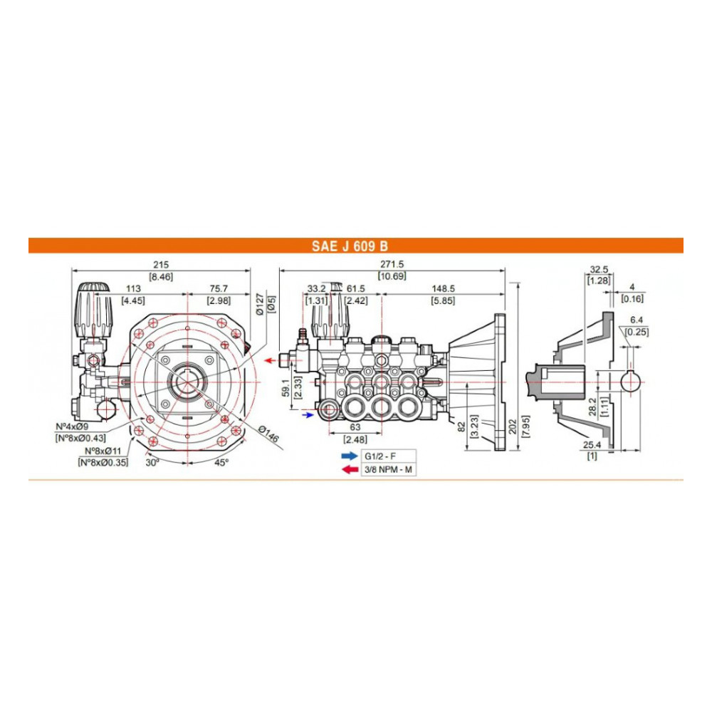 Насос Comet EWD-K 4040 G (276 бар, 15 л/мин, 3400 об/мин) Насос Comet EWD-K 4040 G (276 бар, 15 л/мин, 3400 об/мин)