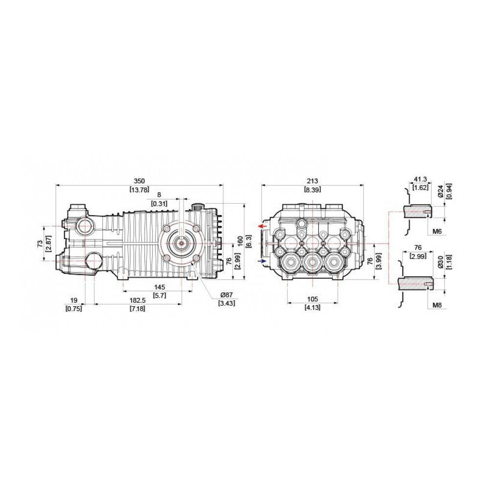 Насос Comet TW 11025S, 42,5 л/мин, 172 бар, до 85 °C Насос Comet TW 11025S, 42,5 л/мин, 172 бар, до 85 °C