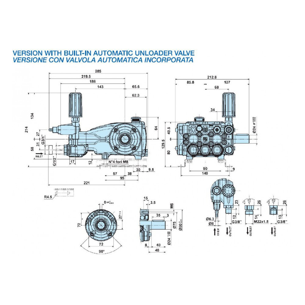 Насос плунжерный Interpump Evolution E2B2014 с регулятором, 14 л/мин, 200 бар Насос плунжерный Interpump Evolution E2B2014 с регулятором, 14 л/мин, 200 бар
