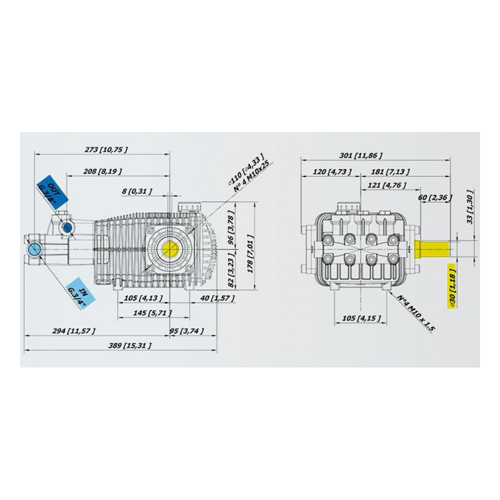 Насос высокого давления Bertolini RX 3050, 29,2 л/мин, 500 бар